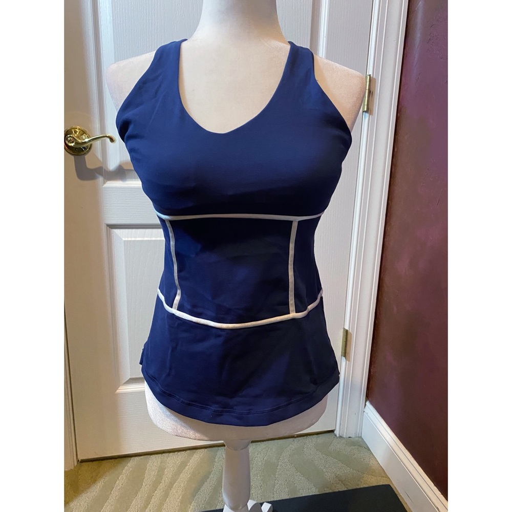 Lululemon Navy and White Tank with side zippers